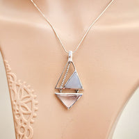 Chalcedony & Rose Quartz Pendant made in 925 Silver by Nafisa Designs. Manchester UK. Free Global Shipping!