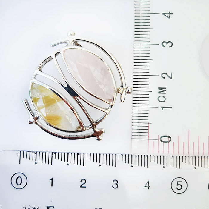 Divine Duo Pendant - Rose Quartz & Rutile Quartz