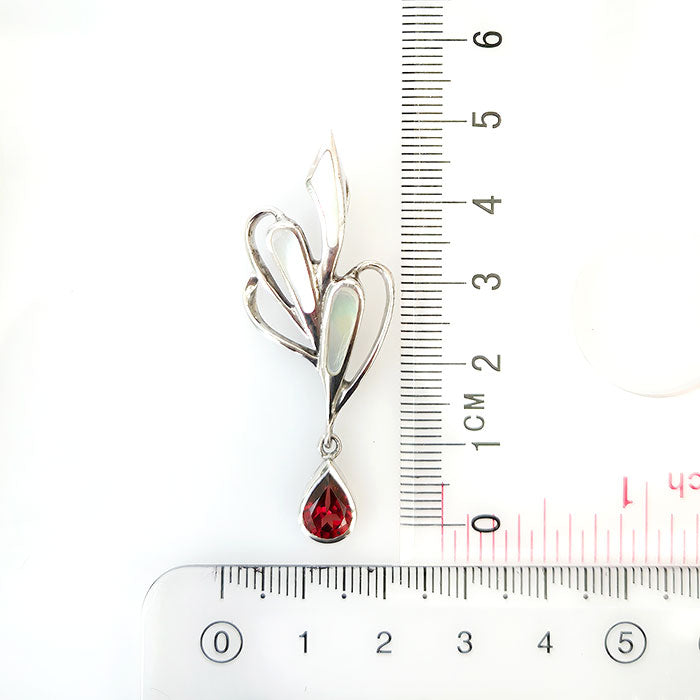 Pear Shape Garnet Pendant made in 925 Silver by Nafisa Designs. Manchester UK. Free Global Shipping!