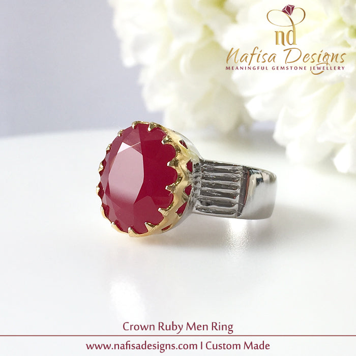 Crown Ruby Men Ring