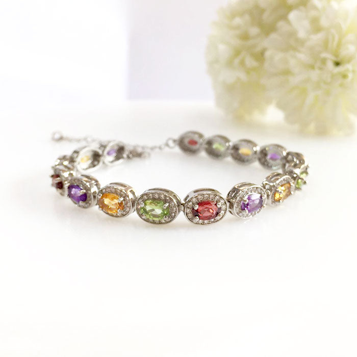 Mystical Oval Bracelet - Ruby, Citrine, Peridot, Amethyst