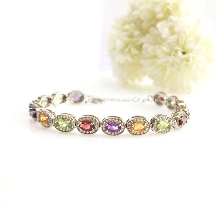 Mystical Oval Bracelet - Ruby, Citrine, Peridot, Amethyst