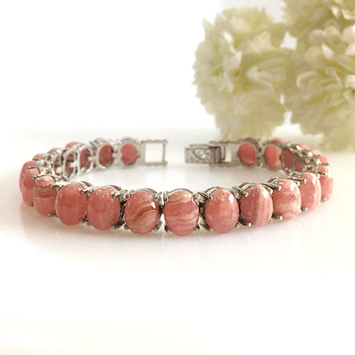 Rhodochrosite  Bracelet in high-quality silver ready available at Nafisa Designs, Manchester UK. Free Global Shipping!
For Inquiries Call or WhatsApp: +447878581702 OR +96567725075