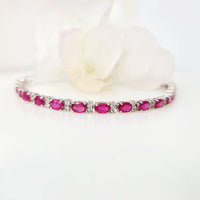 Flames of Desire Bracelet In natural original Ruby in 925 silver for birthstone, party, or casual wear. lightweight, delicate, designer jewellery.