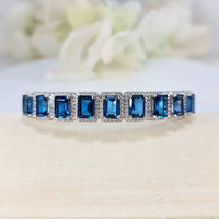 Oceanic Opulence Bracelet in real natural original Topaz 925 silver for birthstone, party, or casual wear. lightweight, delicate, dainty designer jewelry.
