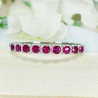 Cherry Charm Bracelet in real natural original Ruby  in 925 silver for birthstone, party, or casual wear. lightweight, delicate, dainty designer jewelry