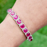 Cherry Charm Bracelet in real natural original Ruby  in 925 silver for birthstone