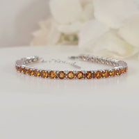 Citrus Sparkle Bracelet in real natural original Citrine  in 925 silver for birthstone, party, or casual wear. lightweight, delicate, dainty designer jewelry