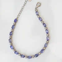 Starlit Skies Bracelet in real natural Tanzanite in 925 silver for birthstone, party, or casual wear. lightweight, delicate, dainty designer jewellery.
