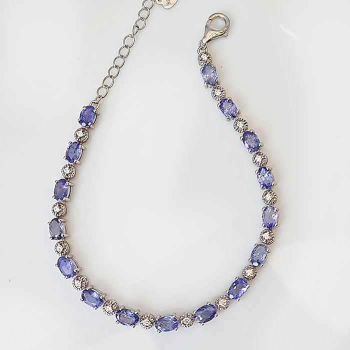 Starlit Skies Bracelet in real natural Tanzanite in 925 silver for birthstone, party, or casual wear. lightweight, delicate, dainty designer jewellery.