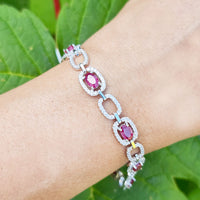 Jewel of Rose Bracelet made  in real natural original Emerald in 925 silver for birthstone