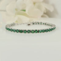 Forest Green Bracelet in real natural original Emerald in 925 silver for birthstone, party, or casual wear. lightweight, delicate, dainty designer jewelry.