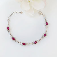 Interlock love Bracelet in real natural original Ruby in 925 silver for birthstone, party, or casual wear. lightweight, delicate, dainty designer jewellery.
