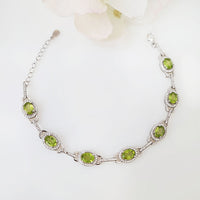 Nature's Elegance Bracelet in real natural original Peridot in 925 silver for birthstone, party, or casual wear. lightweight, delicate, dainty designer jewellery