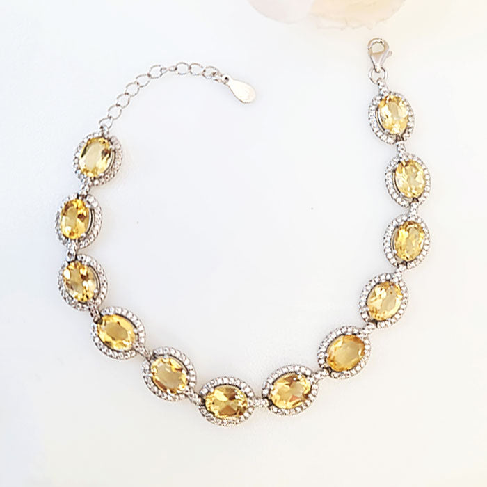 Cascade Citrine Bracelet in real natural original Citrine in 925 silver for birthstone, party, or casual wear. lightweight, delicate, dainty designer jewelry