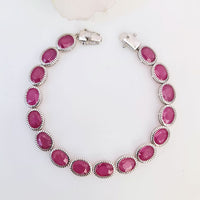 Royal Ruby Charm Bracelet in real natural original Ruby in 925 silver for birthstone, party, or casual wear. lightweight, delicate, dainty designer jewelry