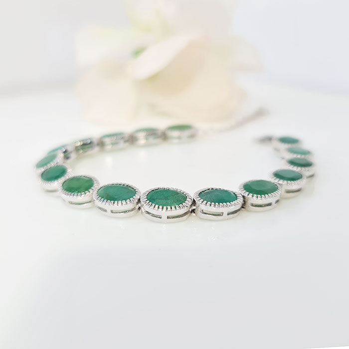 Green Enchantment Bracelet in real natural original Emerald 925 silver for birthstone
