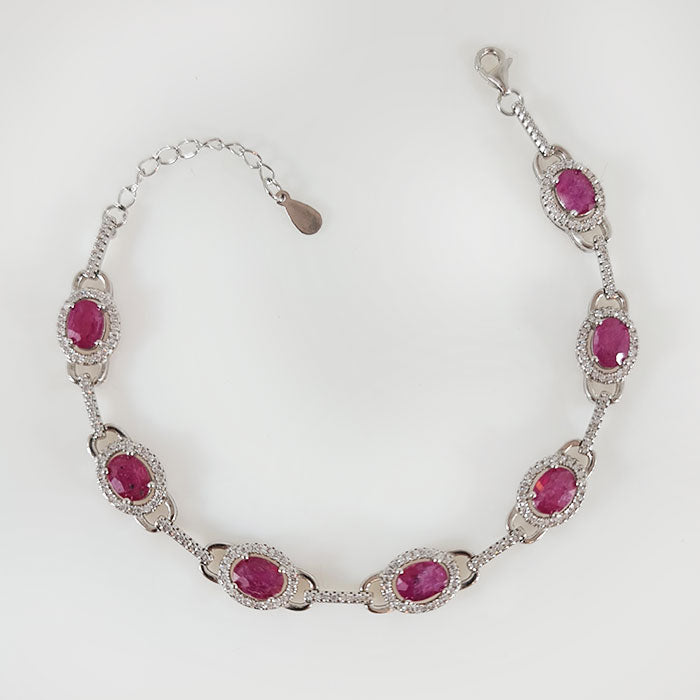 Ruly Love Bracelet in real natural original Ruby 925 silver for birthstone, party, or casual wear. lightweight, delicate, dainty designer jewelry