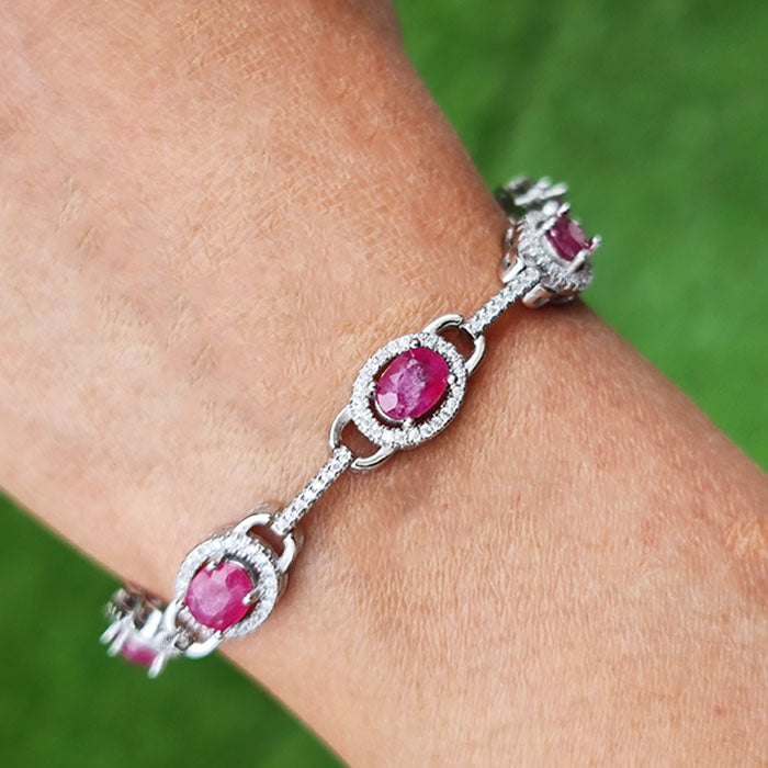 Ruly Love Bracelet in real natural original Ruby 925 silver for birthstone
