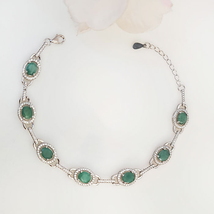 Lush green emerald Bracelet in real natural original Emerald 925 silver for birthstone, party, or casual wear. lightweight, delicate, dainty designer jewelry.
