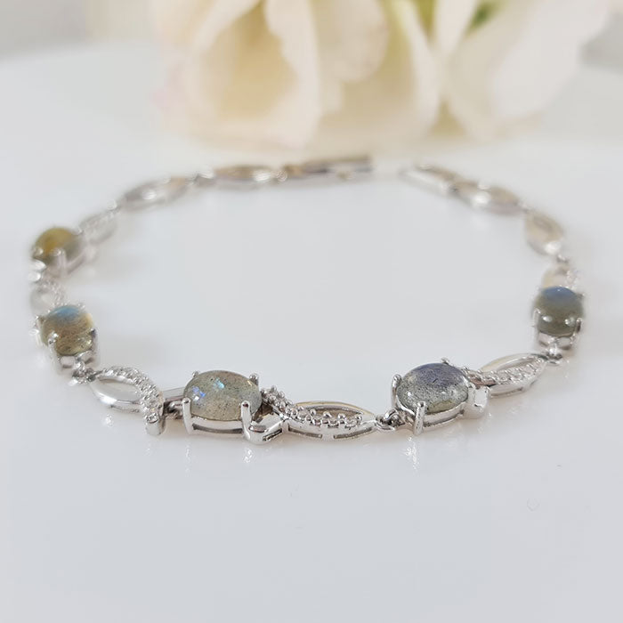 Magical Twilight Bracelet in real natural original Labradorite 925 silver for birthstone