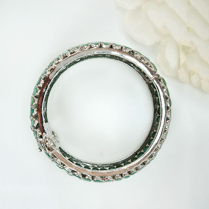 Glamour Kada in original and authentic Emerald in 925 silver for birthstone