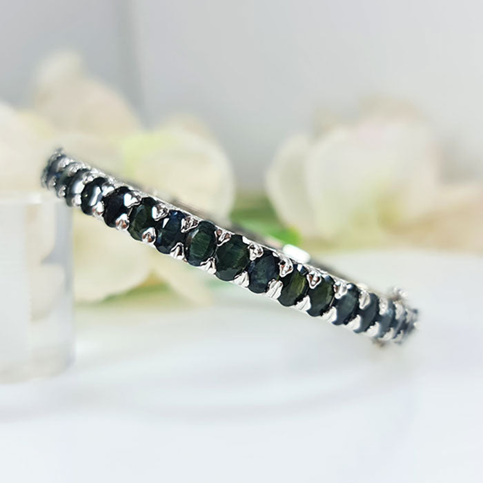 Jewels of the Orient bangle in real natural original  Blue Sapphire, 925 silver for birthstone, party, or casual wear. lightweight, delicate, dainty designer jewelry
