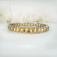 Lustrous Citrine Treasure Bangle in original and authentic citrine in 925 silver for birthstone, party, or casual wear. lightweight, delicate, dainty designer jewelry
