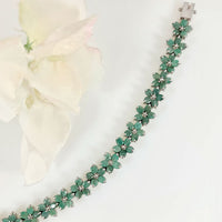 Botanical Bracelet in real natural original Emerald in 925 silver for birthstone
