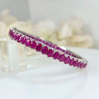 Ruby Reverie Bangle in real natural original Ruby 925 silver for birthstone, party, or casual wear. lightweight, delicate, dainty designer jewelry