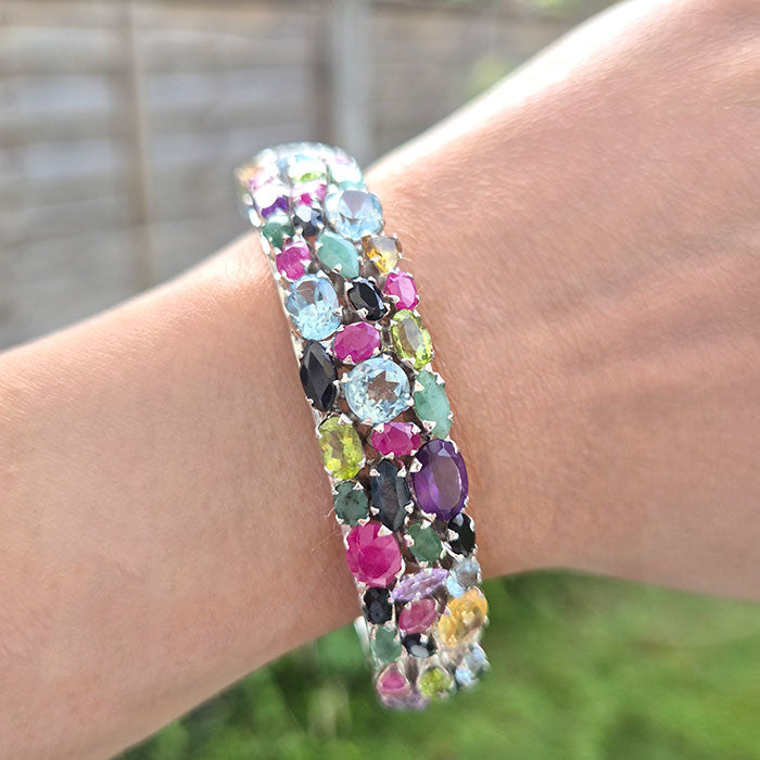 Rainbow radiance bangle in real natural original Emerald