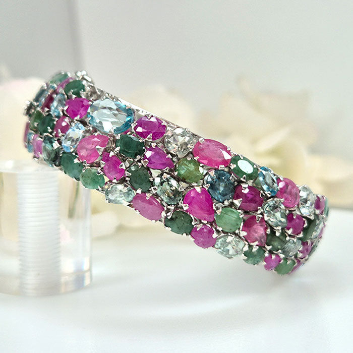 Mosaic Marvel Bangle in real natural original Emerald
