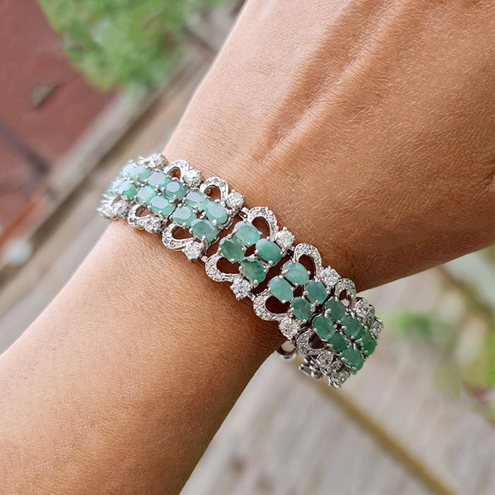 Ambani's Emerald Bracelet in real natural original Emerald in 925 silver for birthstone