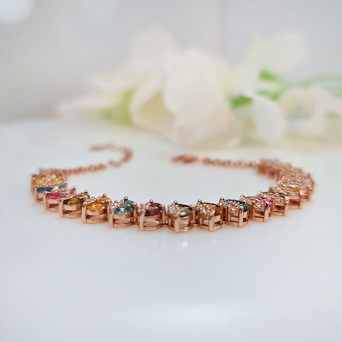 Topaz & Tourmaline and high-quality silver with rose gold plating for birthstone