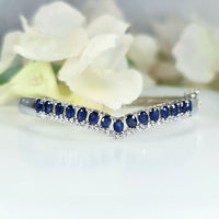 Whispering Waves Bracelet in real natural original Blue Sapphire in 925 silver for birthstone, party, or casual wear. lightweight, delicate, dainty designer jewelry