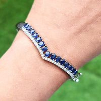 Whispering Waves Bracelet in real natural original Blue Sapphire in 925 silver for birthstone