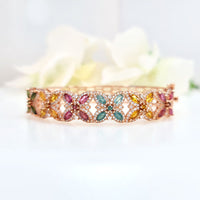 Regal Fourfold Bracelet  are made of original multi gemstones and high-quality silver with rose gold plating for birthstone, party, and casual wear. lightweight, delicate, dainty designer jewelry.
