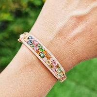 Ornate Bracelet are made of original multi gemstones and high-quality silver with rose gold plating for birthstone