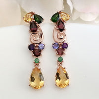 Fiesta Earrings - Citrine, Diopsite, Rhodilite, Tanznite, Amethyst, Emerald, Multi Gem