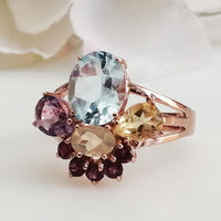 Carnival Ring - Aquamarine, Amethyst, Opal, Citrine, Rhodolite