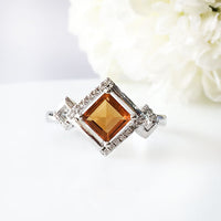 Front View of the Dazzling Citrine Ring in 925 Sterling Silver for Women
