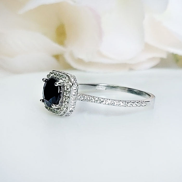 Round Blue Sapphire Ring