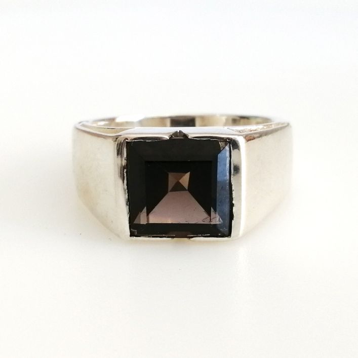 Smoky Topaz Simple Men Ring 