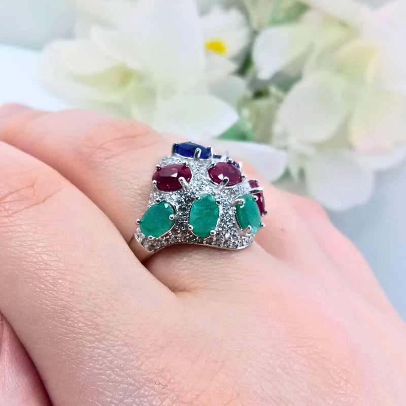 highlighting the vibrant sapphire