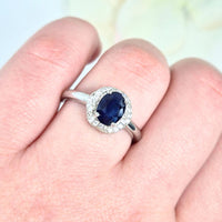 Perspective View of Authentic 925 sterling silver sapphire ring for women