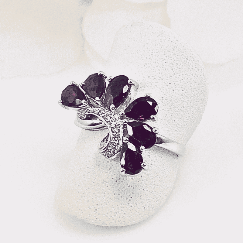 Close-up view of the Crimson Horizon Ring