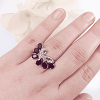 capturing the vibrant rhodolite garnets and their unique horizontal swirl design