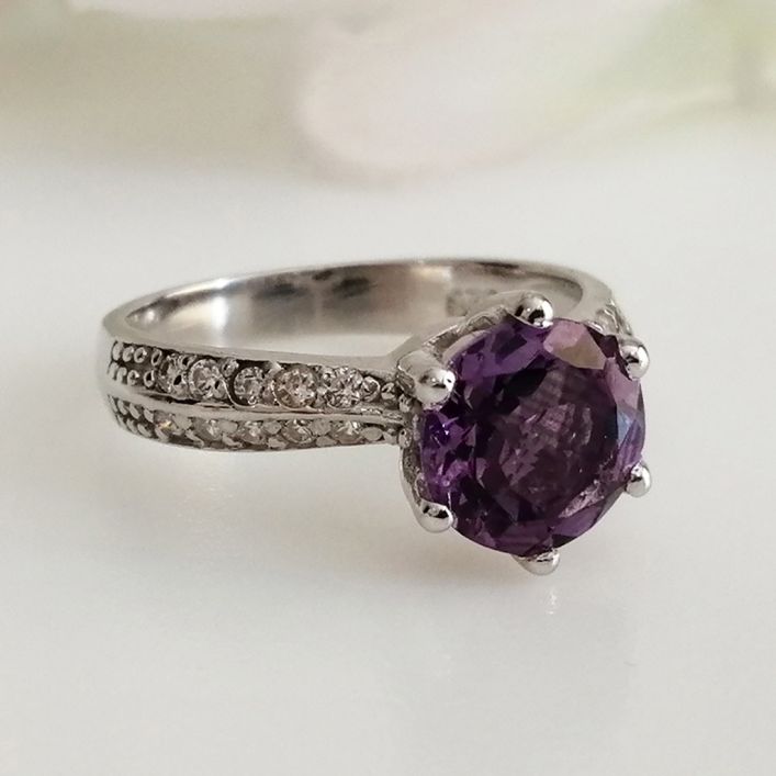 Amethyst Solitaire Ring
