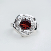Floral Garnet Ring in 925 silver readily available at Nafisa Designs, UK, Manchester, World Wide Shipping!