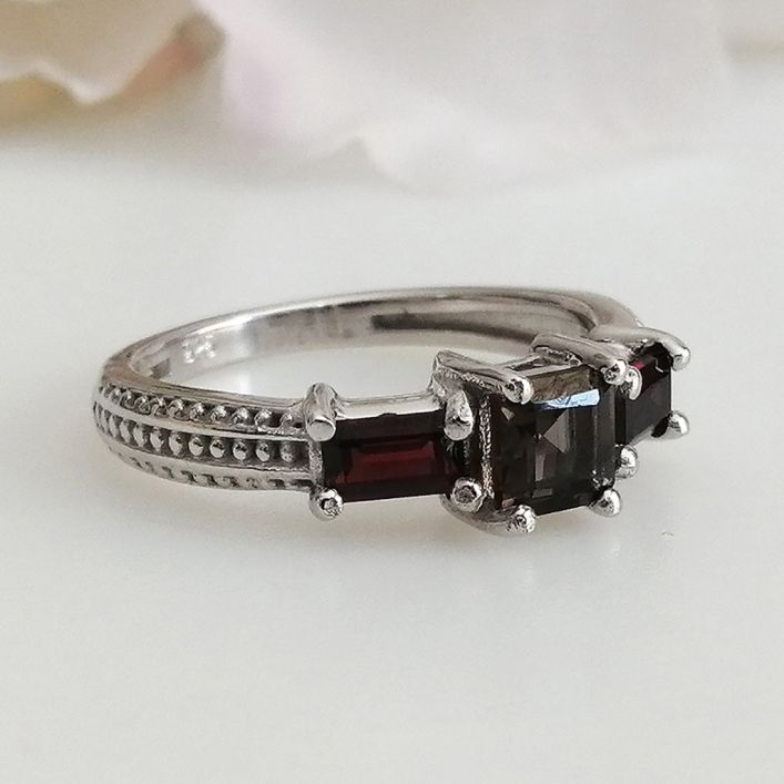 Fascination Ring - Smoky Topaz & Garnet
